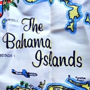 Vintage NWOT Bahama Islands Irish Linen Kitchen Tea Towel - Blue Yellow 20 X 30"